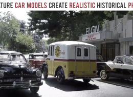 微型汽车模型创建逼真的历史照片